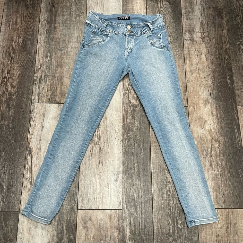 Crocker Light Denim High Waist Skinny Jeans 2 Button and Zipper Fly Size 13